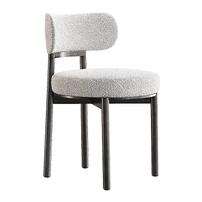 Modern Simple Design Dining Chair With Soft Fabric Upholstery And Black Metal Legs 3d model