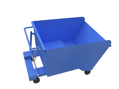 Blue Industrial Dump Cart With Heavy Duty Wheels And Handle For Waste Transport 3d model