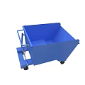 Blue Industrial Dump Cart With Heavy Duty Wheels And Handle For Waste Transport