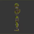 Green And Gray Mechanical Robot With Red Head And Extended Arms