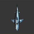Blue Mechanical Shark With Glowing Eyes Mouth And Sci Fi Futuristic Design