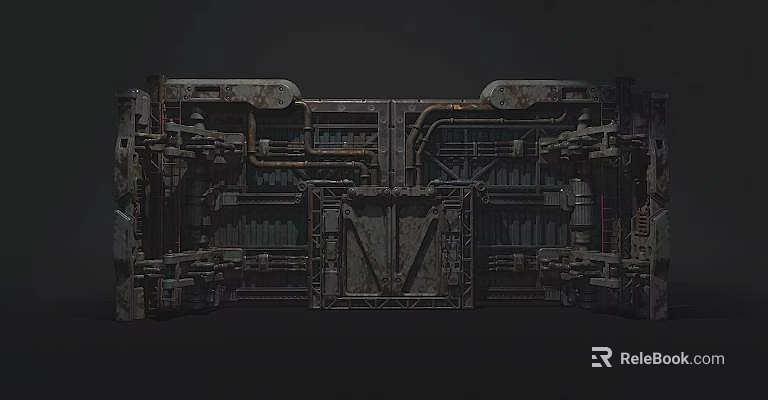 Detailed Futuristic Industrial Machinery Structure With Metallic Pipes And Mechanical Components 3d model 