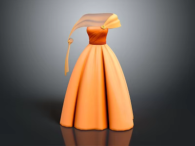 Orange Dress Shaped Decorative Ornament With Transparent Shoulder Detail And Elegant Design 3d model