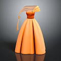 Orange Dress Shaped Decorative Ornament With Transparent Shoulder Detail And Elegant Design