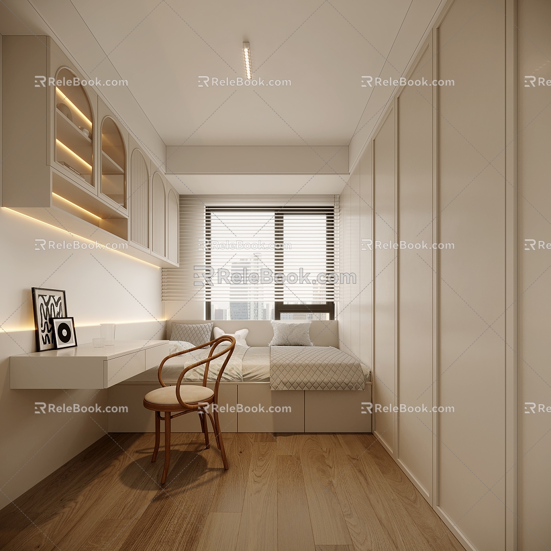 Cream style tatami bedroom 3d model