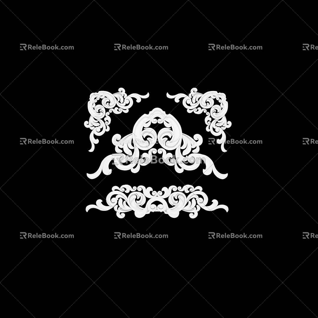 European-style carved plaster line 3d model