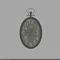 Vintage Oval Wall Clock With Gray Dial White Numbers And Hanging Hook