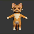 Cartoon Style Orange And White Cat With Big Eyes Whiskers In Standing Pose