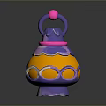 Vibrant Purple and Orange Decorative Lantern with Pink Ball Ring Handle and Purple Base