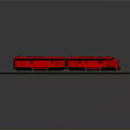 Red Train 3D Rendering on Tracks with Sleek Exterior and Detailed Design 3d model