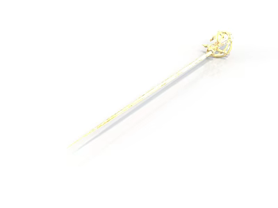 Golden Sculpture Carving with Slender Rod and Intricate Decorative Top Design 3d model