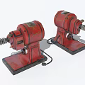 Two Red Vintage Electric Kitchen Grinders With Metal Components And Square Base 3d model