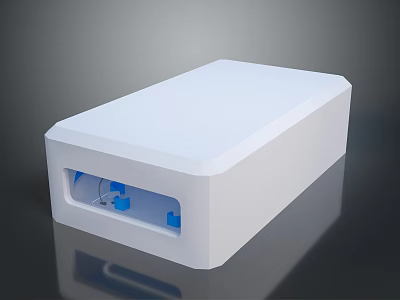 White Rectangular Electronic Device With Open Front Panel And Blue Internal Components 3d model