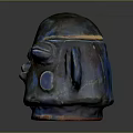 Artistic Ceramic Head Sculpture With Blue Brown Glazed Finish And Facial Features