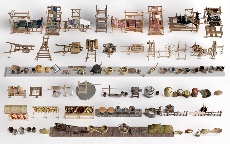 Diverse Garden Ornaments Featuring Wooden Metal Crafts For Outdoor Decoration 3d model 