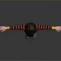 Game and Movie Character 3D Model With Red Black Striped Sweater Ripped Jeans Arms Outstretched