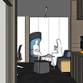 Public Office Space With Modern Design Open Layout Office Desks And Wooden Walls