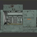Rusted Green Industrial Machinery With Open Lid And Internal Mechanical Components