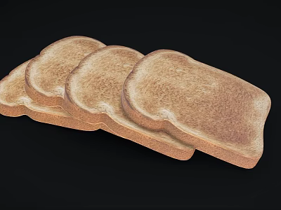 Freshly Baked Slices of Whole Grain Brown Bread on Black Background 3d model