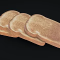 Freshly Baked Slices of Whole Grain Brown Bread on Black Background 3d model