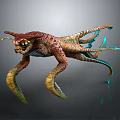 Colorful Multi Limbed Game Movie Character With Sharp Claws And Glowing Eyes
