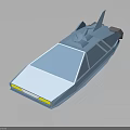 Blue 3D Model Car Featuring Streamlined Design Top Antenna And Yellow Headlights