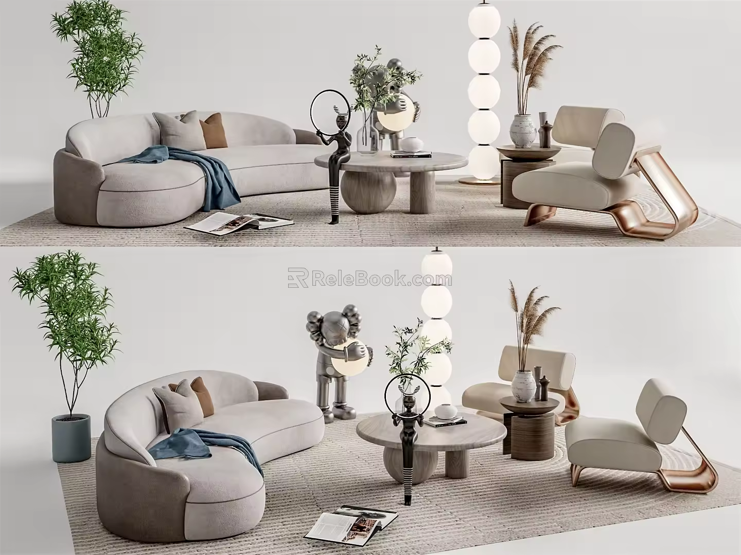 Modern sofa coffee table combination 3d model