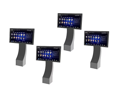 Standing Interactive Amusement Equipment With Multiple Screens And Game Icons 3d model