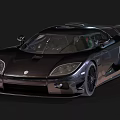 Black High Performance Supercar with Sleek Aerodynamic Body Shiny Exterior and Rear Spoiler