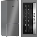 Modern Sleek Kitchen Appliances Stainless Steel Refrigerator Range Hood Oven Microwave