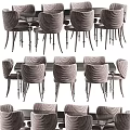 Modern Dining Table Set With Glass Top Table And Velvet Upholstered Dining Chairs