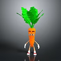 Cute Cartoon Carrot With Smiling Face Arms Legs And Red Shoes Green Leaves On Top
