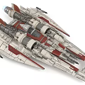 Sci Fi Starfighter Displaying Intricate Engine Design And Red Accents 3d model