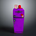 Vintage Purple Refrigerator Design With Red Top And Small Decorative Box