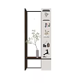 Elegant Modern Console Cabinet Sideboard Interior Design With Glass Shelves And Decorative Plants