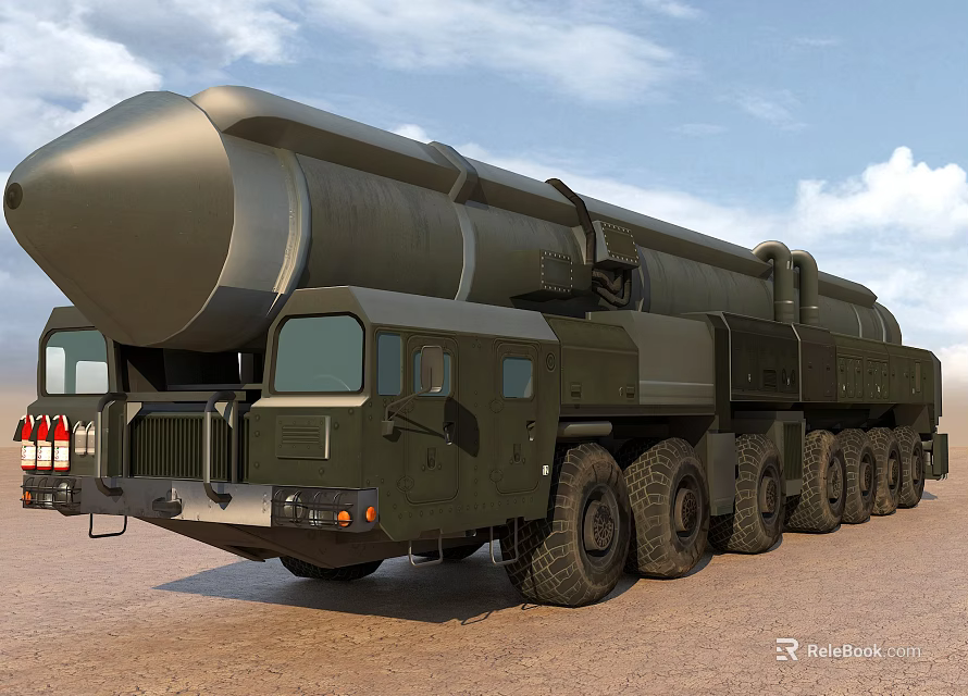 Heavy Duty Military Utility Vehicle Featuring Missile Launcher And Multi Wheel Structure On Outdoor Ground 3d model 