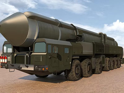 Heavy Duty Military Utility Vehicle Featuring Missile Launcher And Multi Wheel Structure On Outdoor Ground 3d model