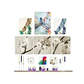 Collection of Plant Paintings with Botanical Leaves and Flower Designs for Wall Art