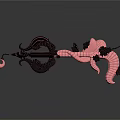 Pink And Black Dragon Shaped Decorative Ornament With Intricate Carved Details