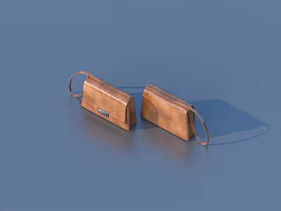 Two Brown Leather Handbags With Adjustable Straps And Metal Clasps For Daily Use 3d model