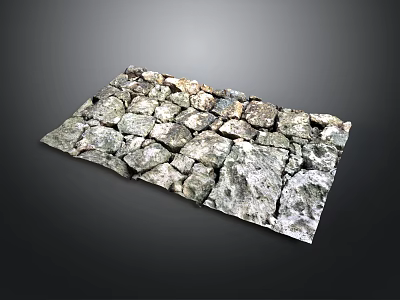 Rustic Natural Landscape with Outdoor Stone Wall Featuring Irregular Gray White Textured Stones 3d model