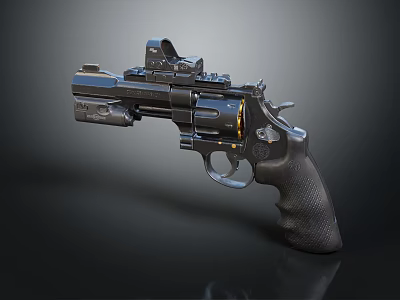 Modern Black Revolver With Metal Construction Tactical Grip And Scope Attachment 3d model Modern Black Revolver With Metal Construction Tactical Grip And Scope Attachment 3d model