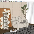 Modern Single Sofa Cream Single Sofa 3d model