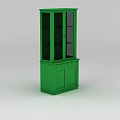 Green Standing Wine Cabinet With Glass Doors And Storage Cabinets