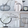 Decorative Ornament Set With Glass Vase Geometric Sculptures Stacked Books Table Clock And Bowl