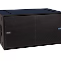 Professional Large Black Speaker Audio System With Grid Front Panel And Brand Logo