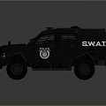Black SWAT Military Vehicle With Armored Design Police Lights And Logo