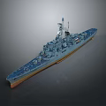 Detailed Military Warship Model Weapon With Turrets Deck And Structure Design
