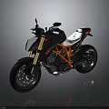 Modern Sporty Black White Orange Motorcycle With Gold Forks And Sleek Design