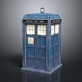 Vintage Blue Police Box Model Featuring Classic Design And Illuminated Windows